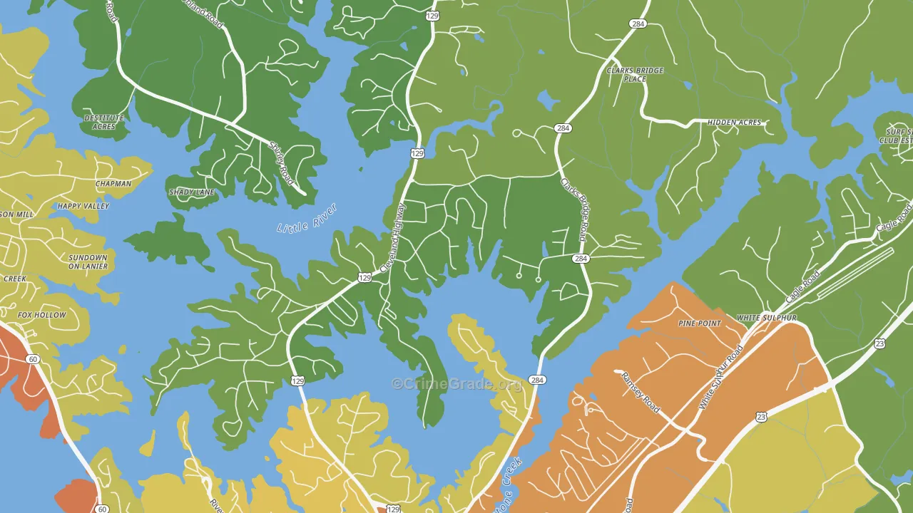 Sunset Heights, GA Map of Assault Rates