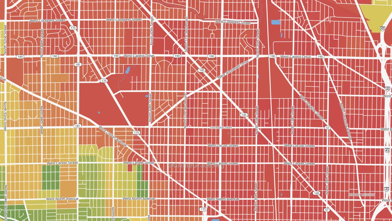 Sunset Heights, Milwaukee, WI Map of Assault Rates