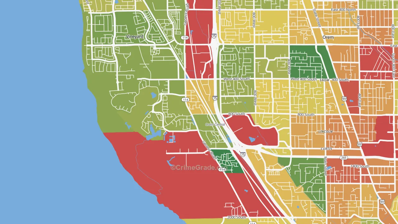 Sunset Heights, Orem, UT Map of Assault Rates