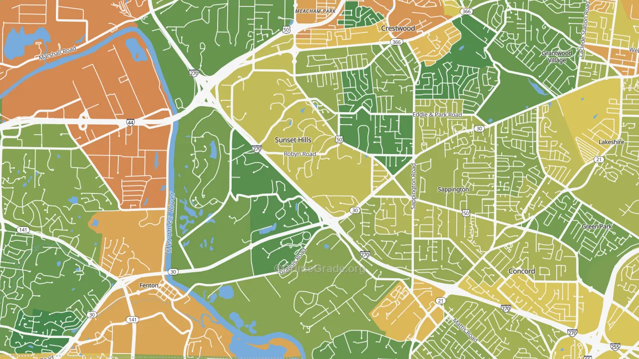 Sunset Hills, MO Map of Assault Rates