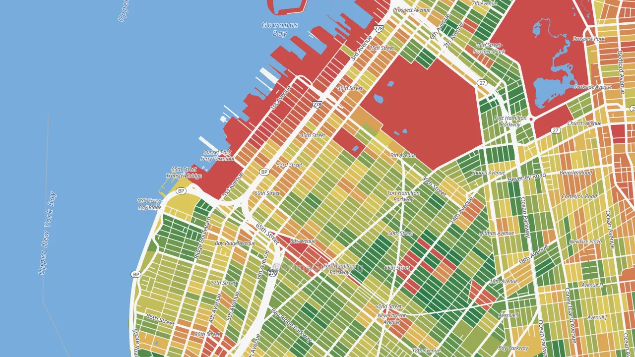Sunset Park, Brooklyn, NY Map of Assault Rates