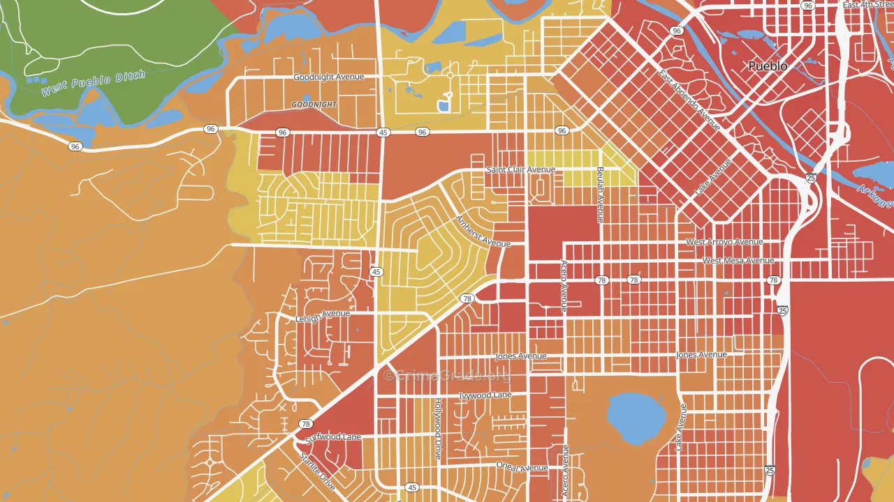 Sunset, Pueblo, CO Map of Assault Rates