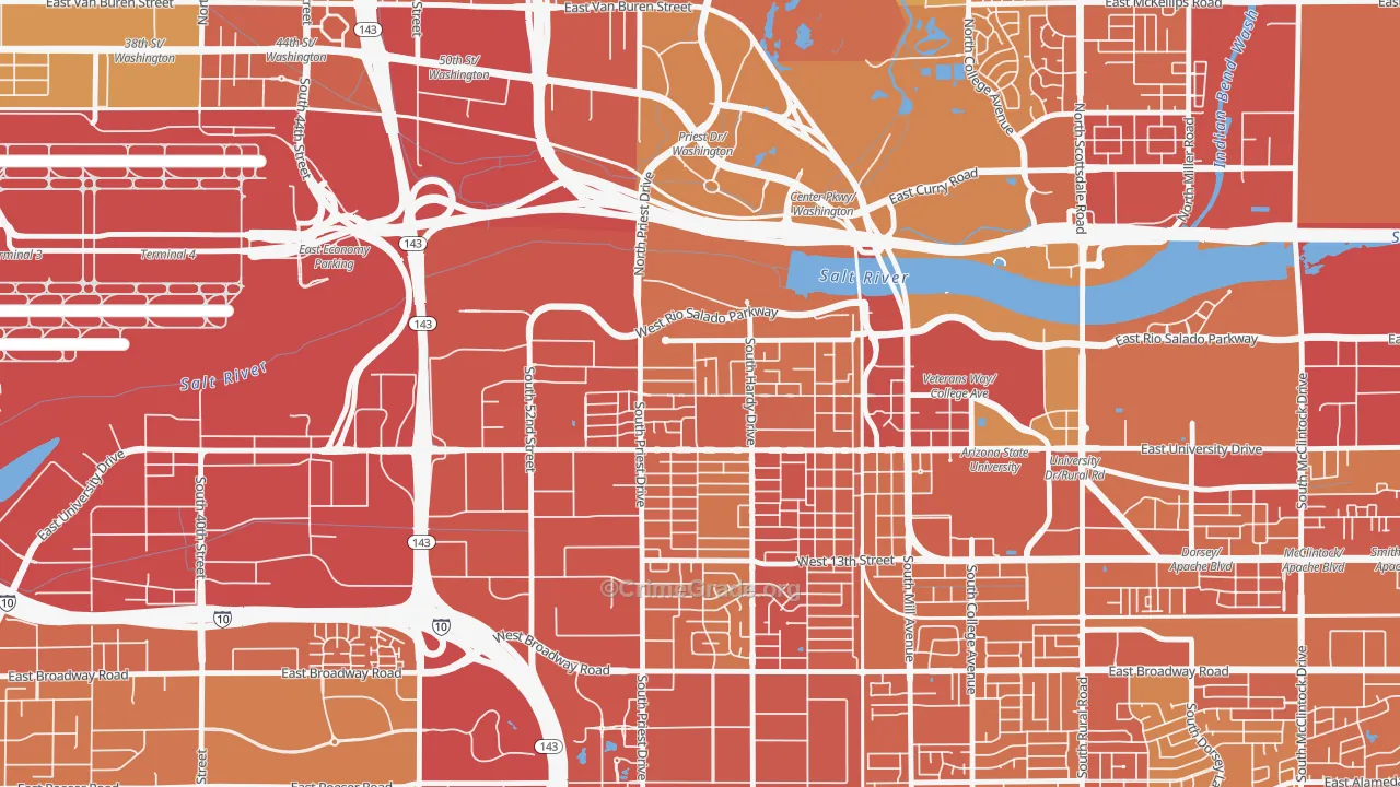 Sunset, Tempe, AZ Map of Assault Rates