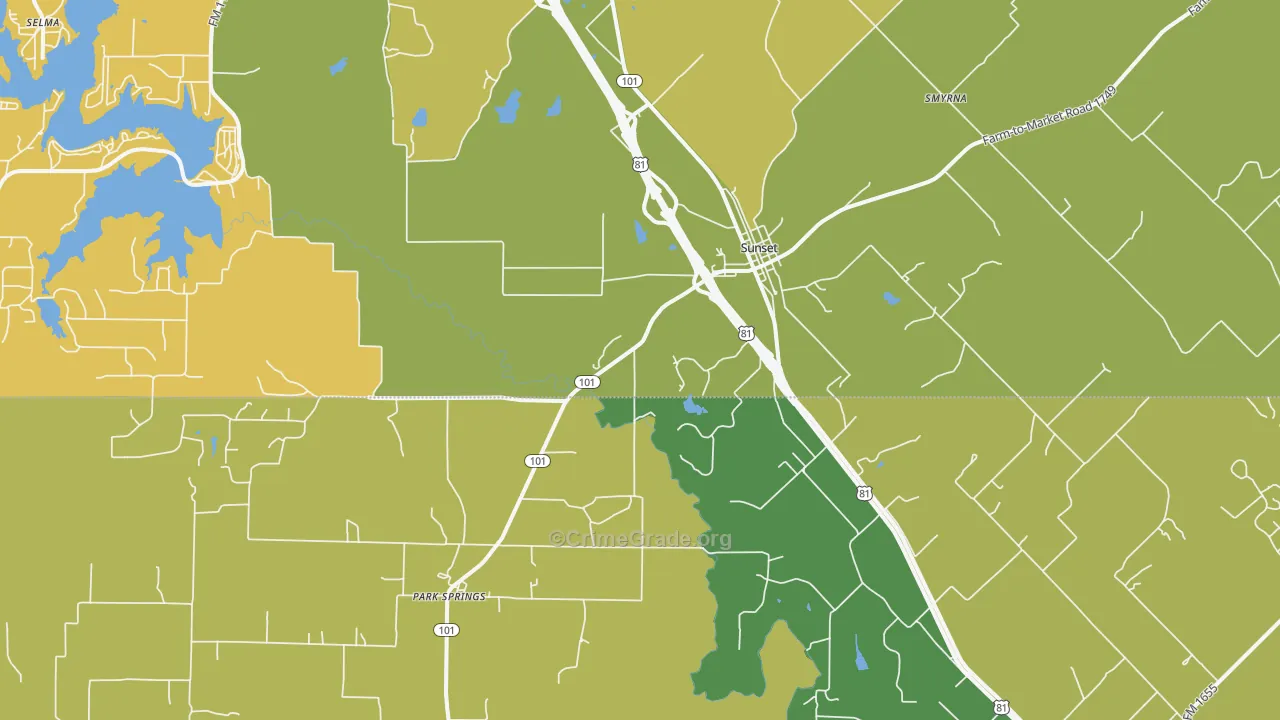 Sunset, TX Map of Assault Rates