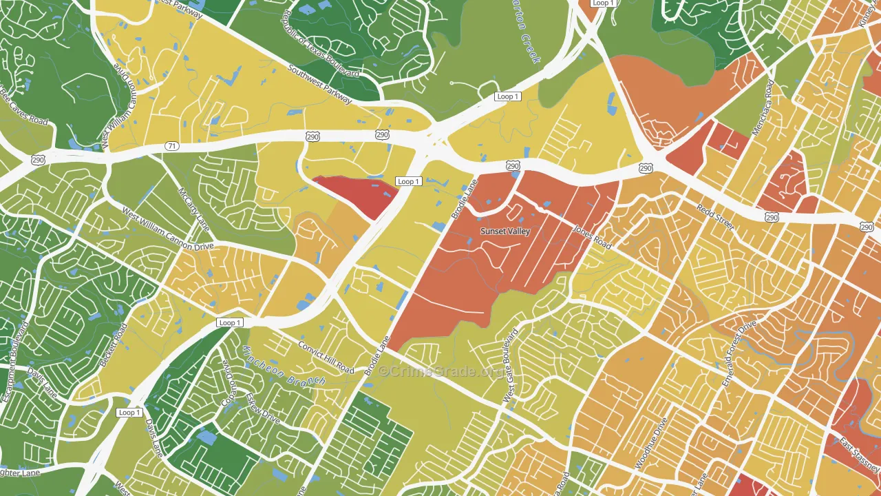 Sunset Valley, TX Map of Assault Rates