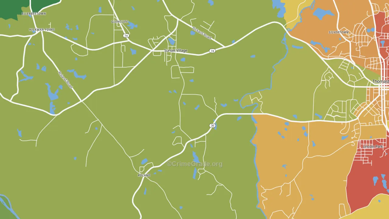 Sunset Village, GA Map of Assault Rates