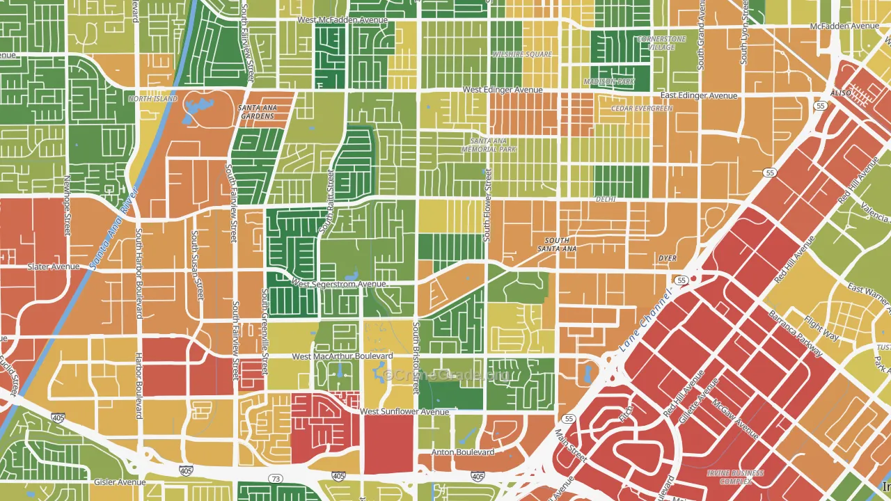 Sunwood Central, Santa Ana, CA Map of Assault Rates