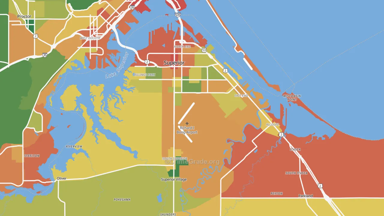 Superior, WI Map of Assault Rates