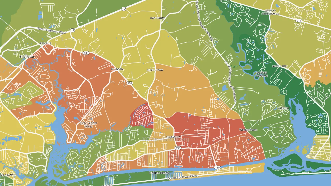 Supply, NC Map of Assault Rates