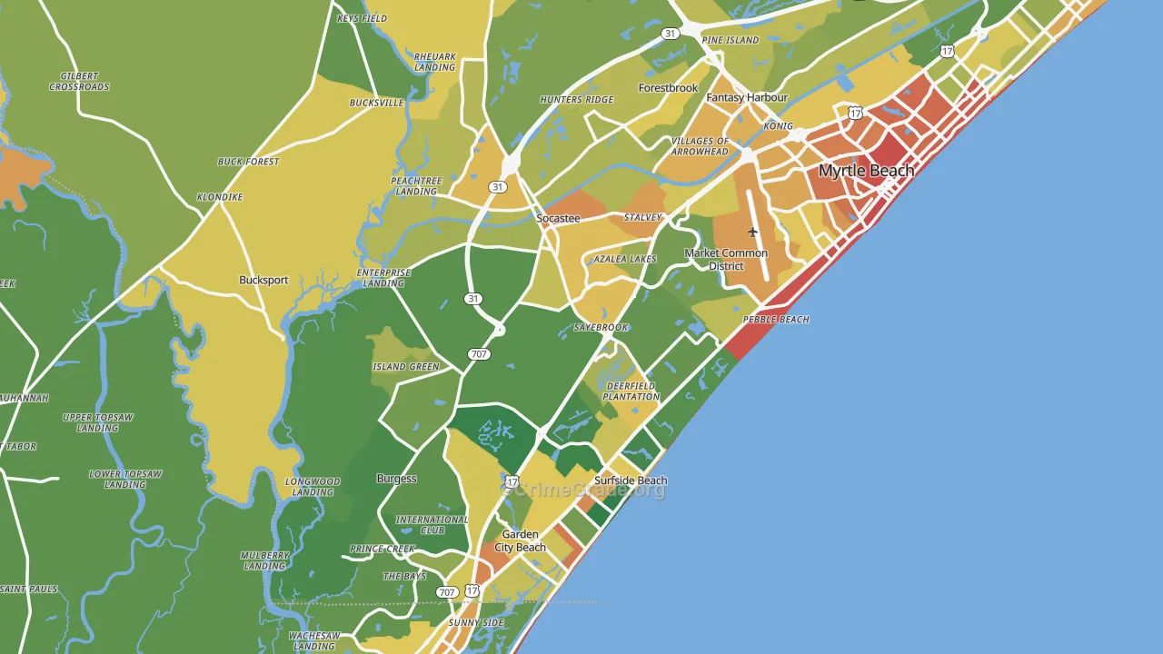 Surfside Beach, SC Map of Assault Rates
