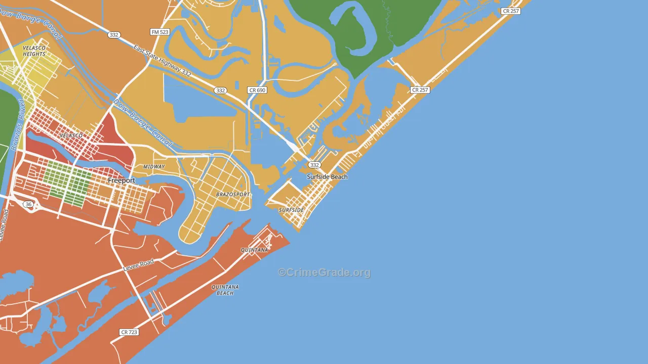Surfside Beach, TX Map of Assault Rates