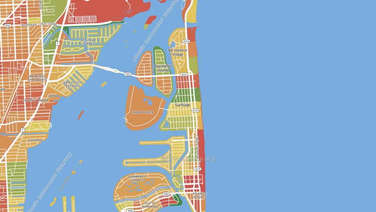 Surfside, FL Map of Assault Rates