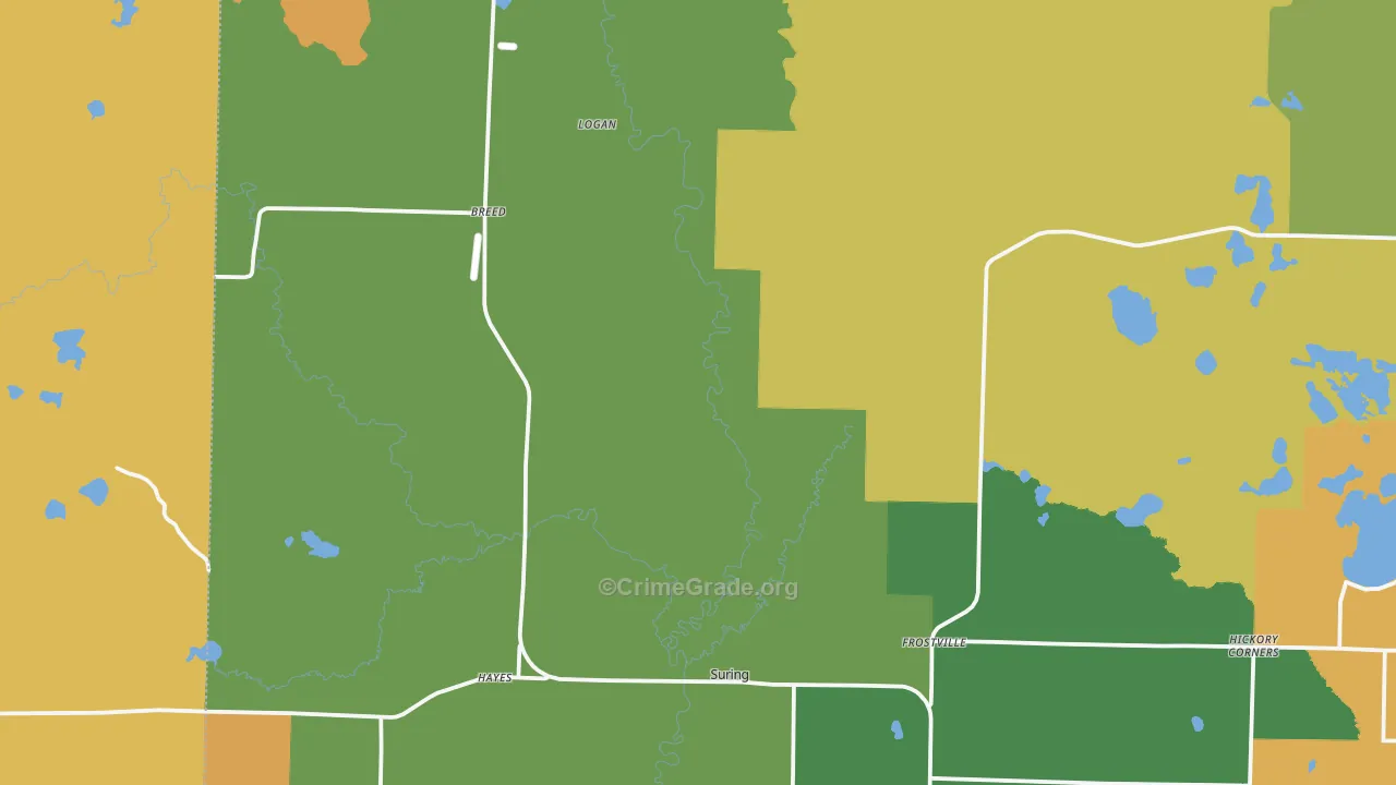 Suring, WI Map of Assault Rates