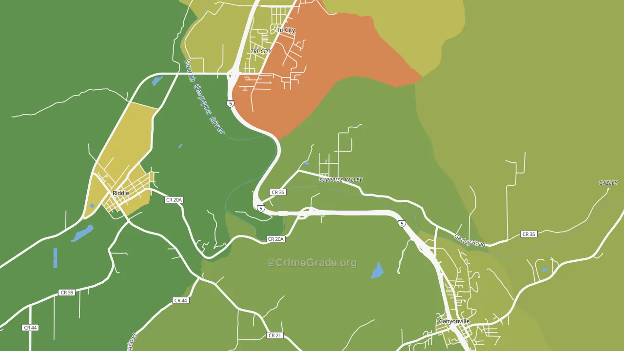 Surprise Valley, OR Map of Assault Rates