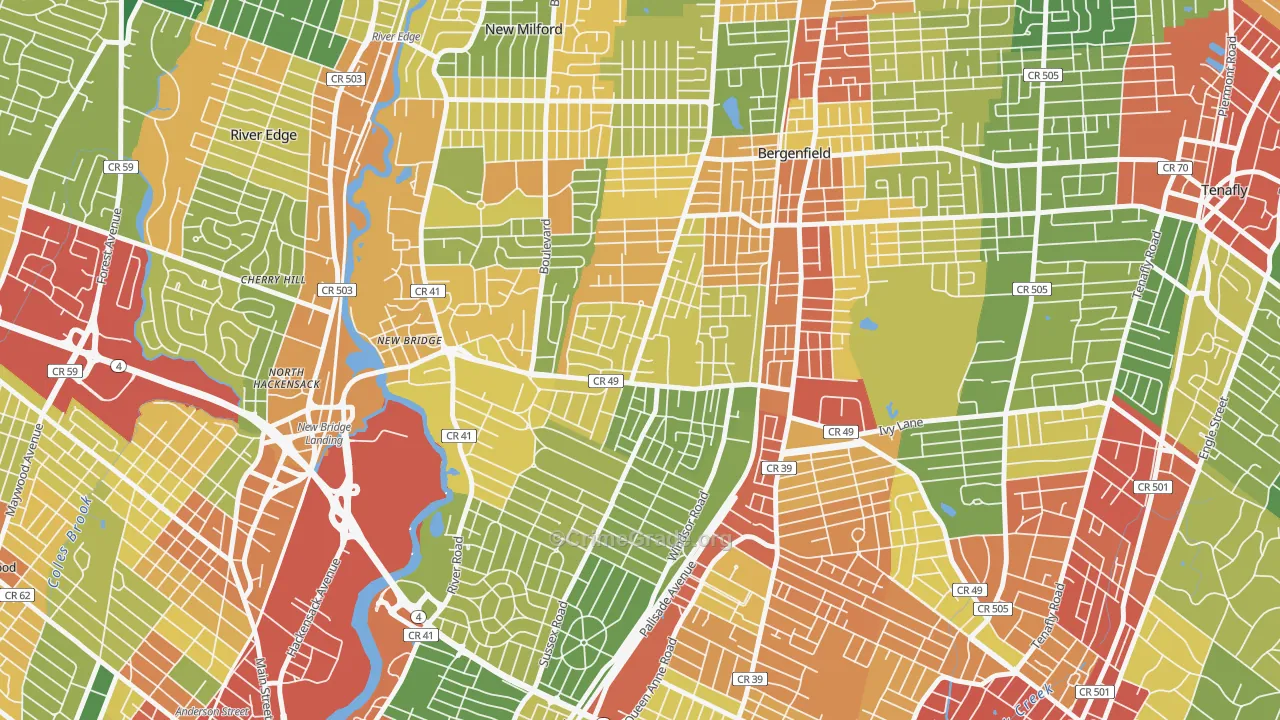 Surrey Lane, Bergenfield, NJ Map of Assault Rates