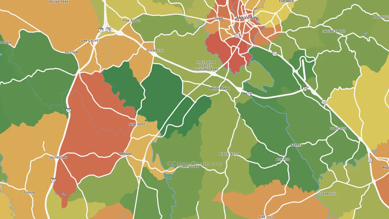 Surry County, NC Map of Assault Rates