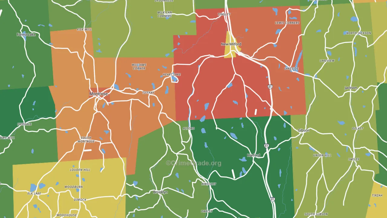 Susquehanna County, PA Map of Assault Rates