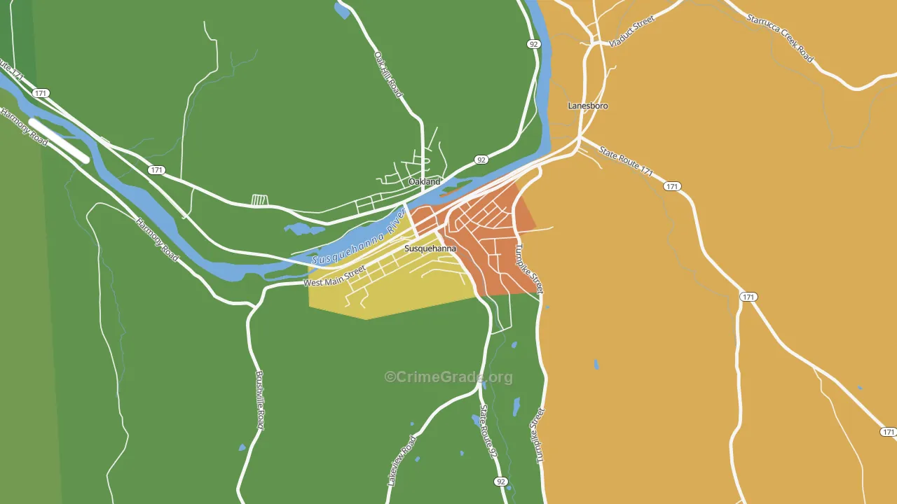 Susquehanna Depot, PA Map of Assault Rates