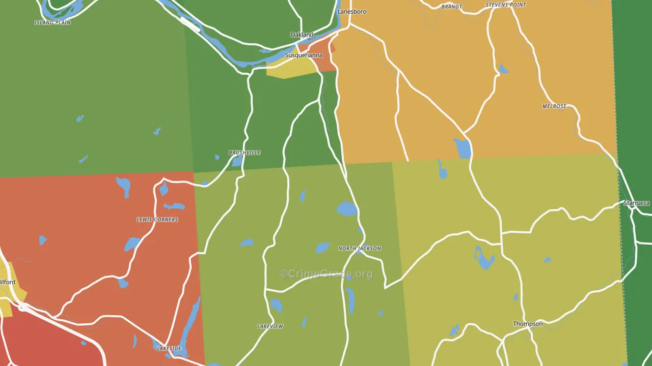 Susquehanna, PA Map of Assault Rates