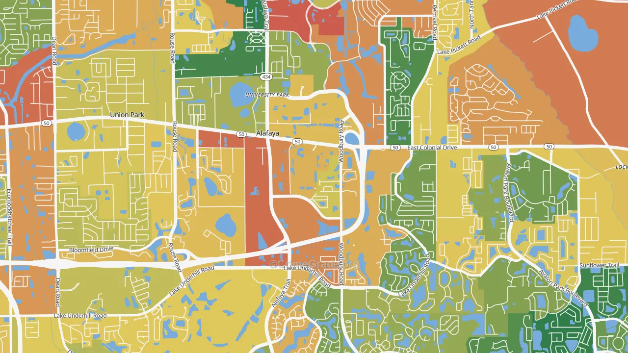 Sussex Place, Alafaya, FL Map of Assault Rates