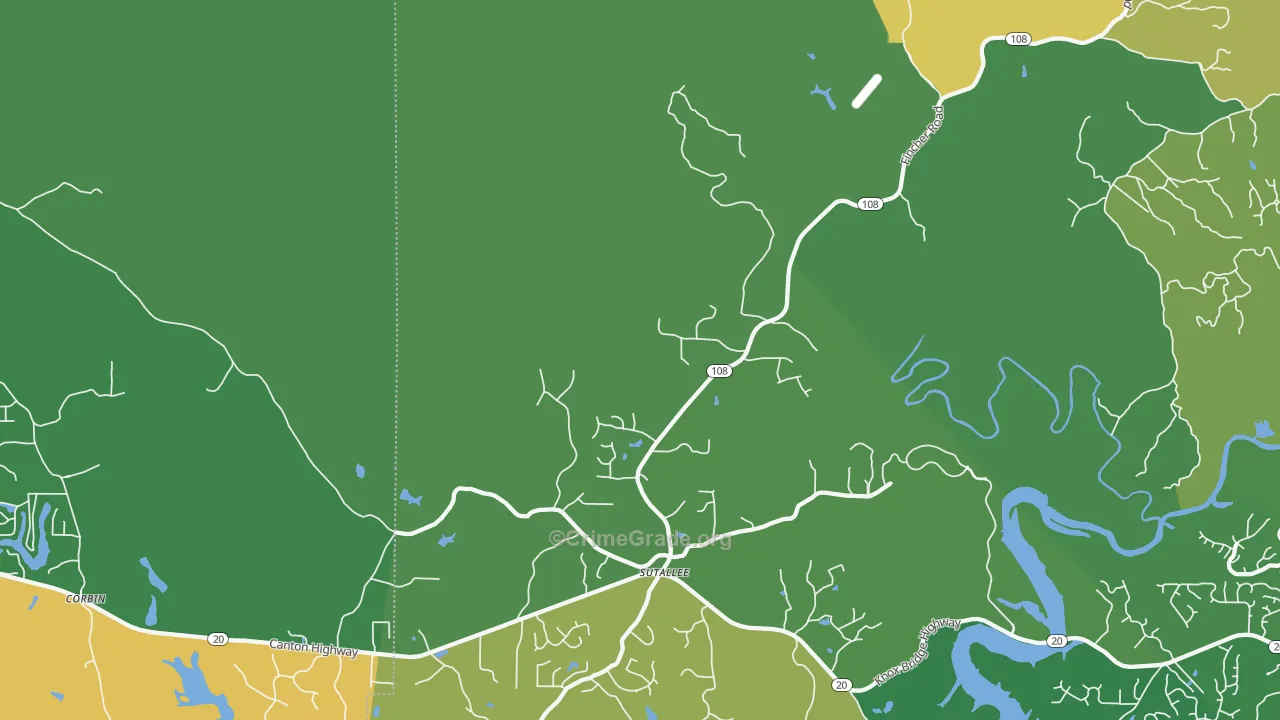 Sutallee, GA Map of Assault Rates