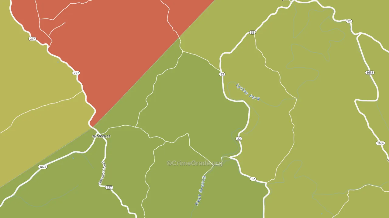 Suterville, KY Map of Assault Rates