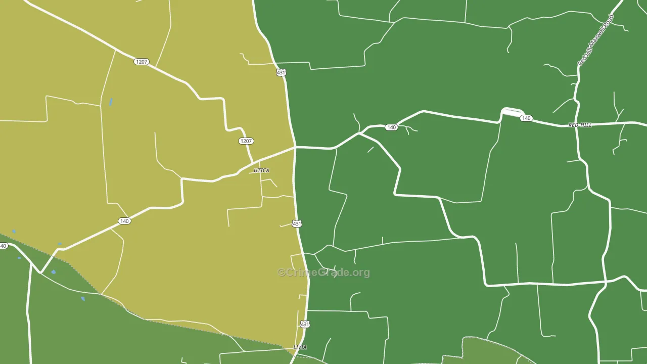 Sutherland, KY Map of Assault Rates