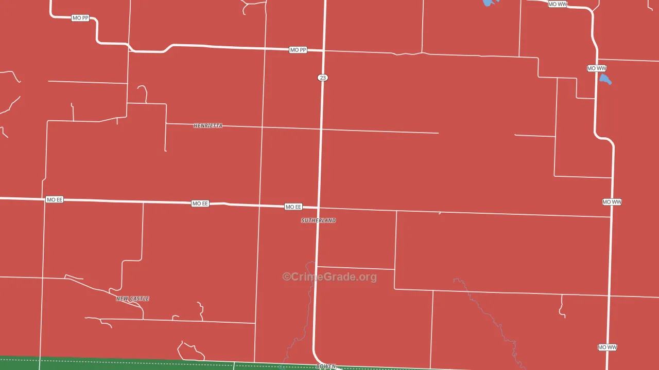 Sutherland, MO Map of Assault Rates