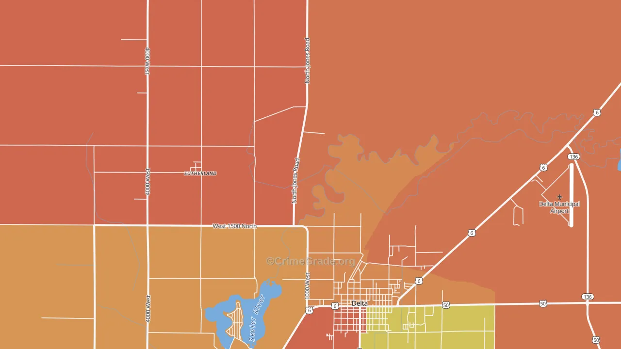 Sutherland, UT Map of Assault Rates