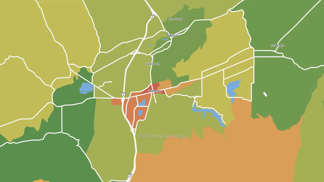 Sutherlin, OR Map of Assault Rates