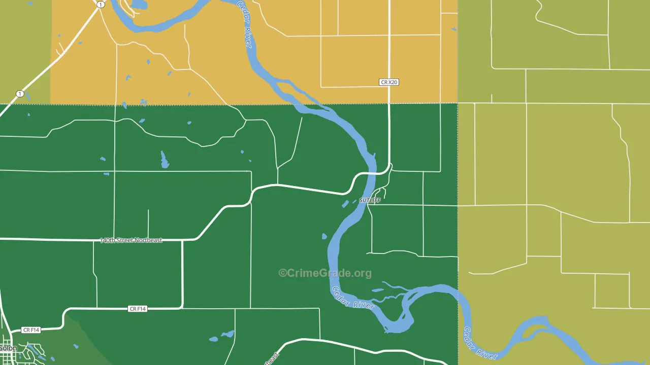 Sutliff, IA Map of Assault Rates