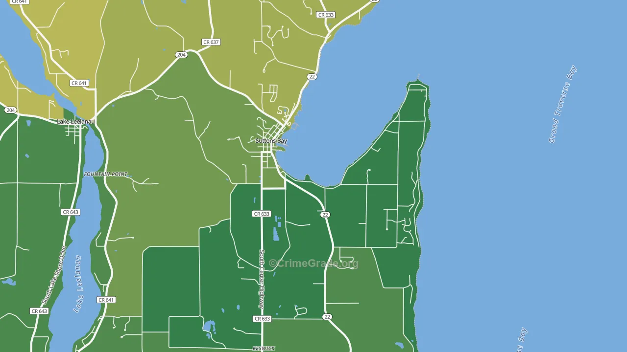 Suttons Bay, MI Map of Assault Rates