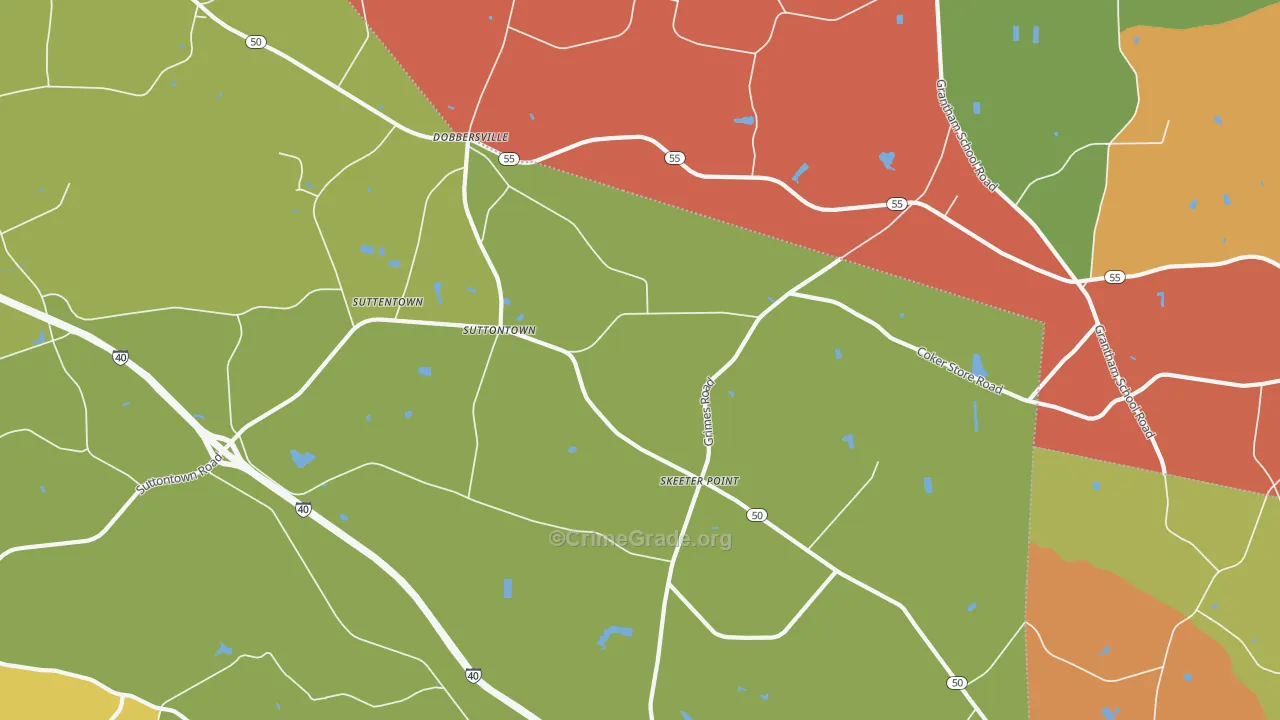 Suttontown, NC Map of Assault Rates