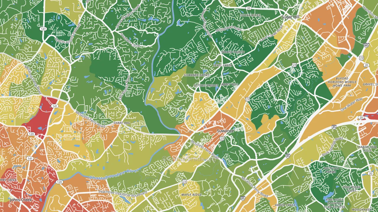 Suwanee, GA Map of Assault Rates