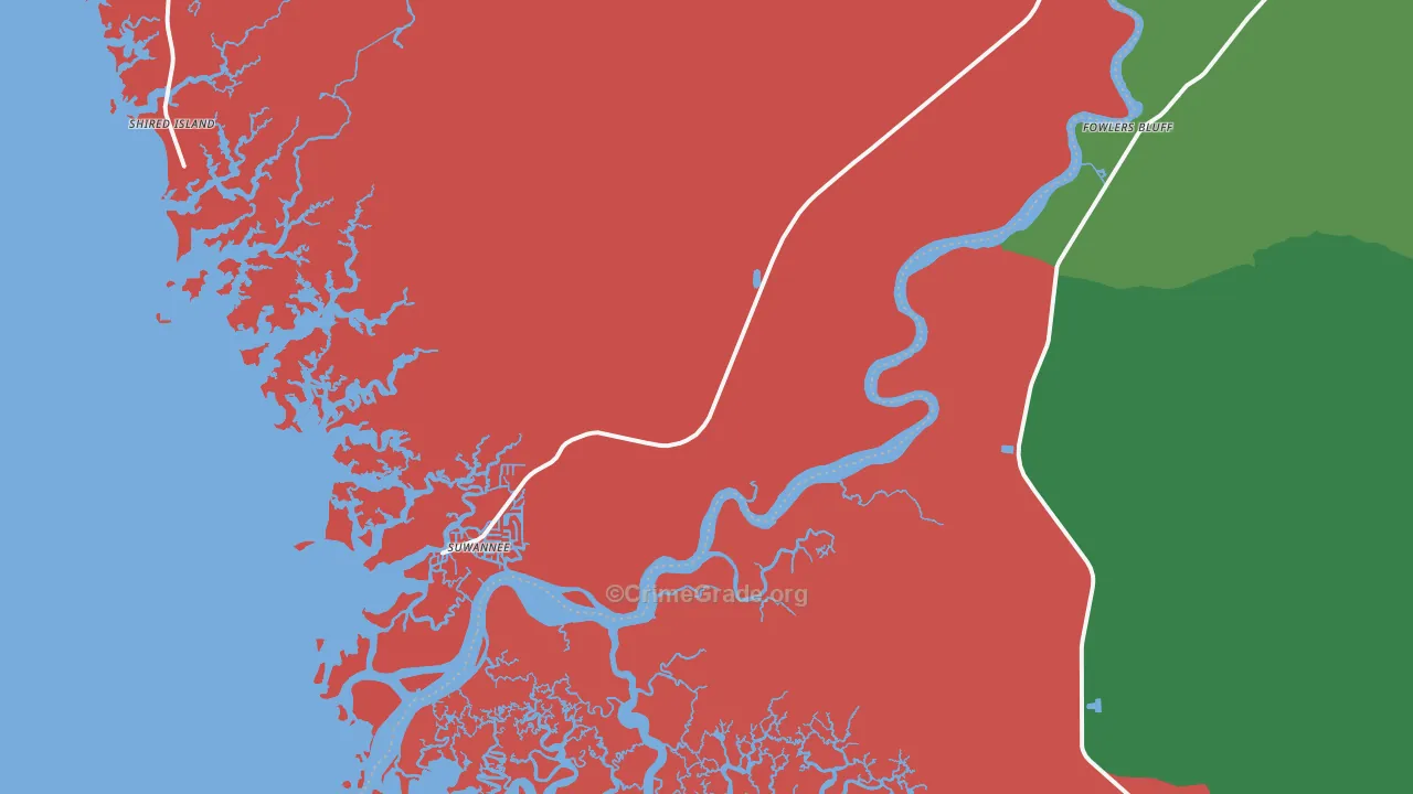 Suwannee, FL Map of Assault Rates