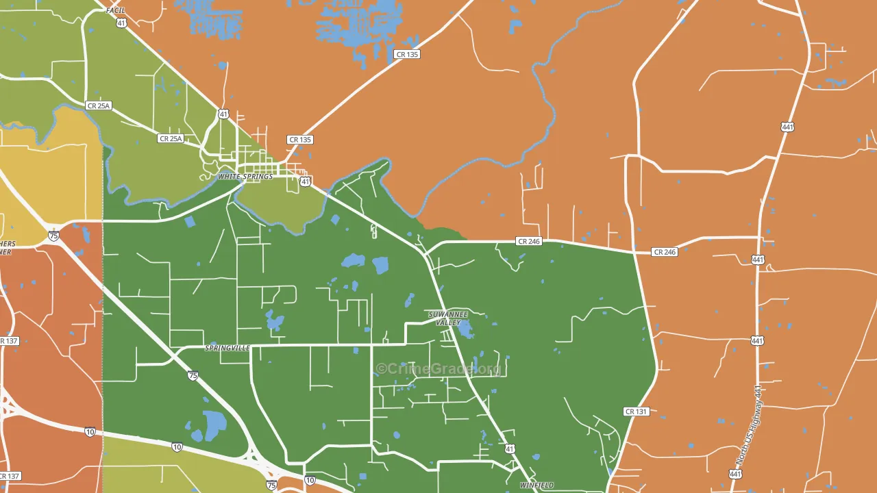 Suwannee Valley, FL Map of Assault Rates