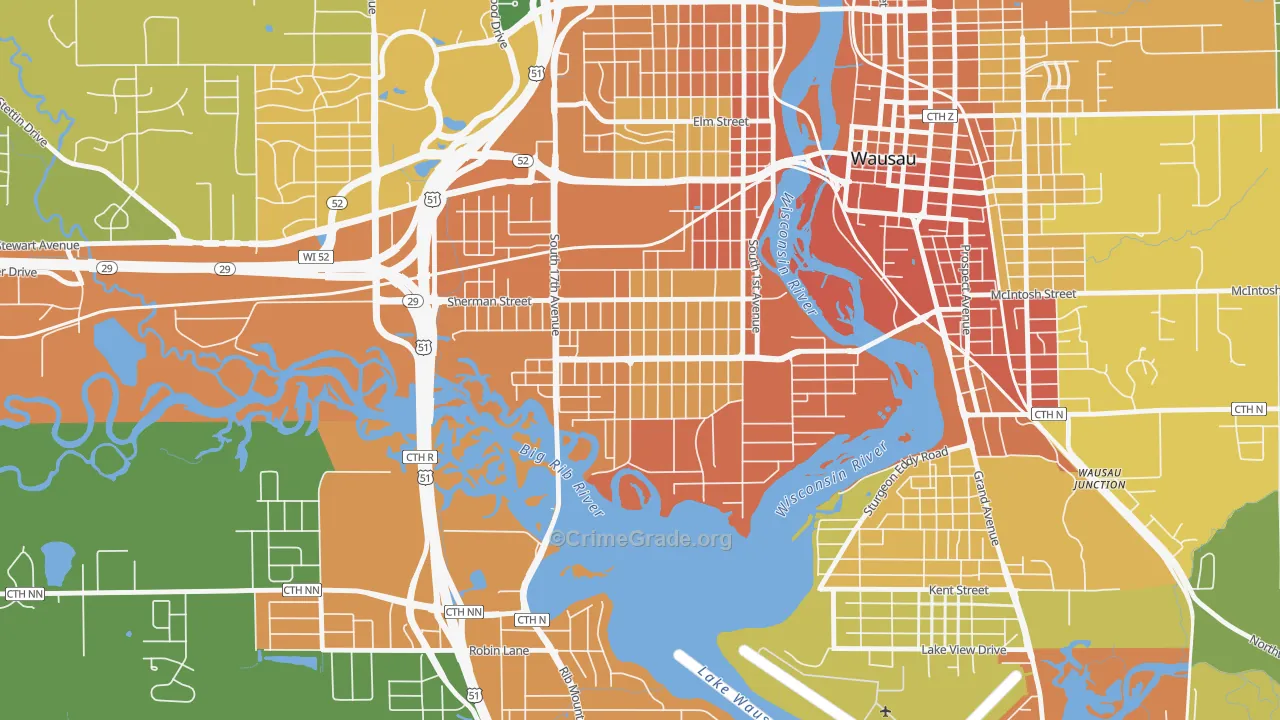 SW Jones, Wausau, WI Map of Assault Rates