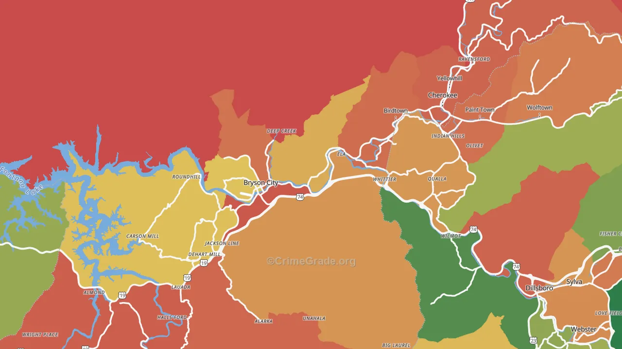 Swain County, NC Map of Assault Rates