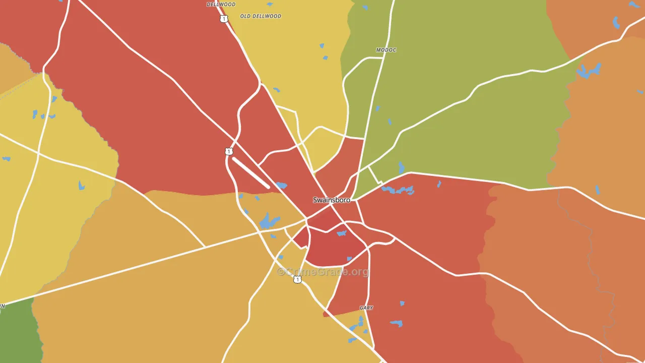 Swainsboro, GA Map of Assault Rates