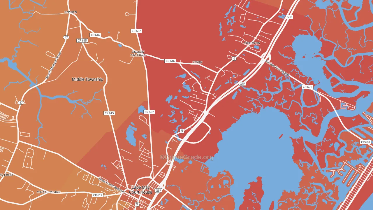 Swainton, NJ Map of Assault Rates