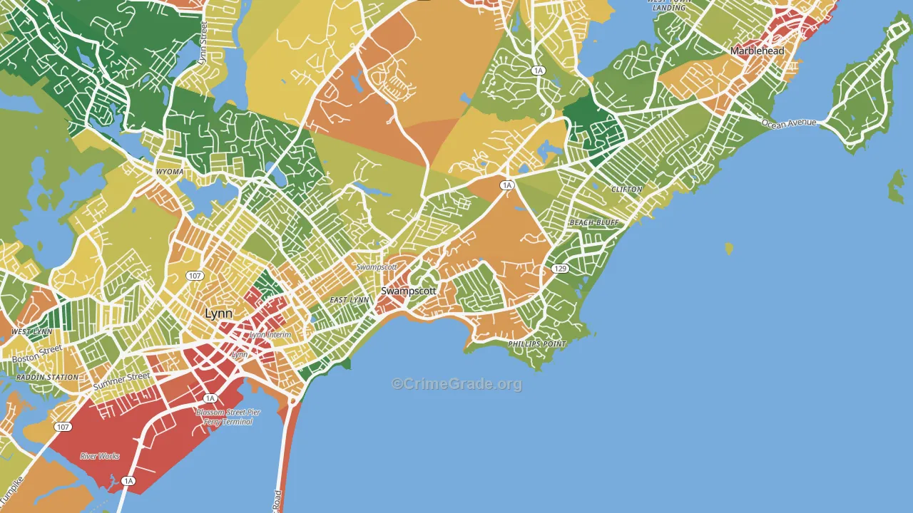 Swampscott, MA Map of Assault Rates