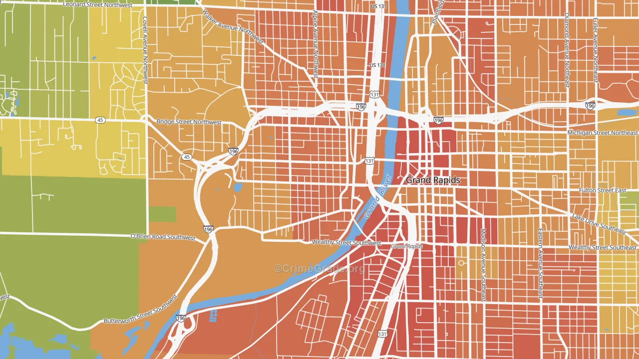 Swan, Grand Rapids, MI Map of Assault Rates