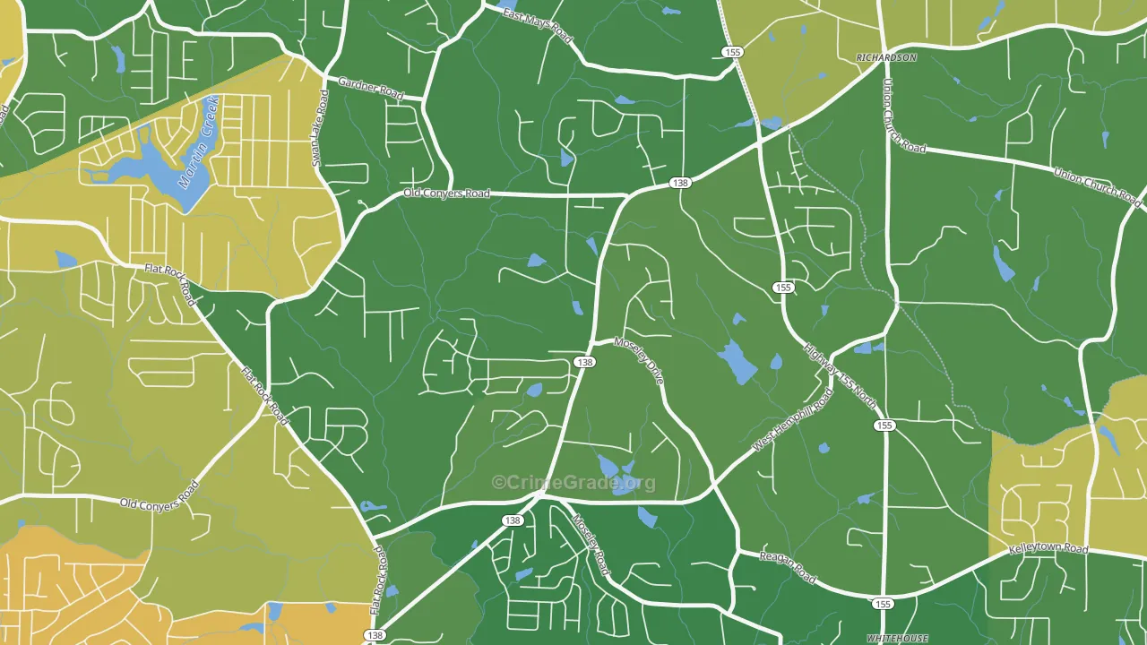 Swan Lake, GA Map of Assault Rates
