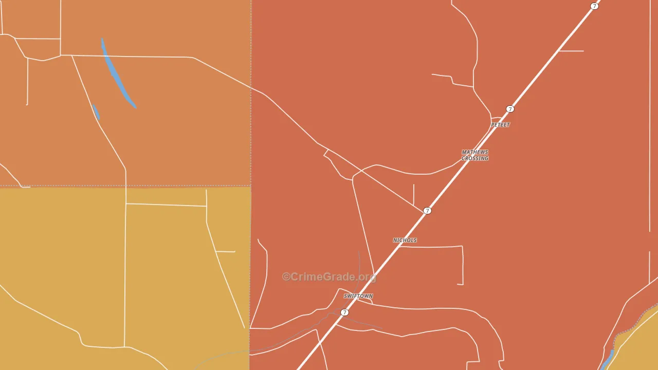 Swan Lake, MS Map of Assault Rates