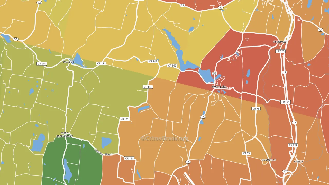 Swan Lake, NY Map of Assault Rates