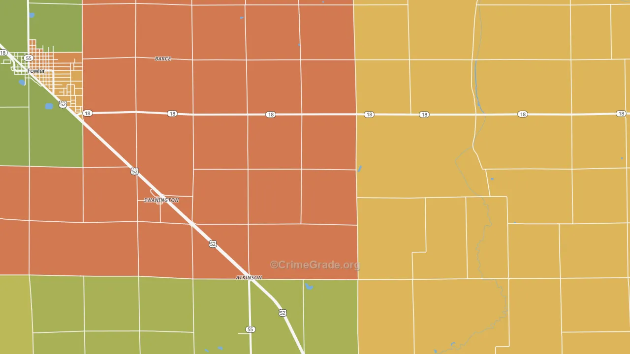 Swanington, IN Map of Assault Rates
