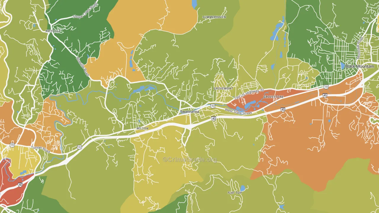 Swannanoa, NC Map of Assault Rates