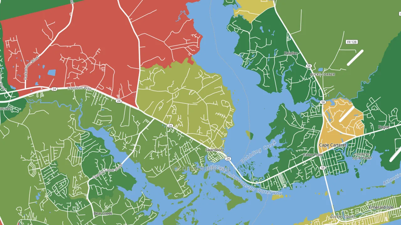 Swansboro, NC Map of Assault Rates