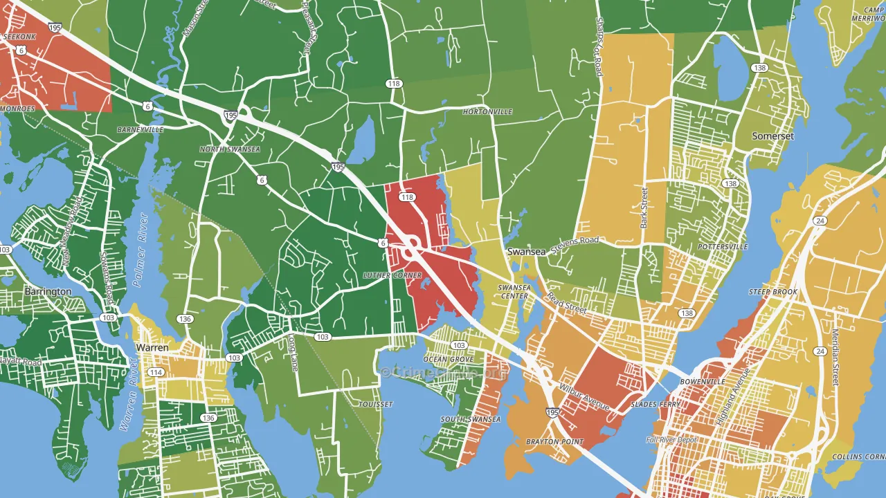 Swansea, MA Map of Assault Rates