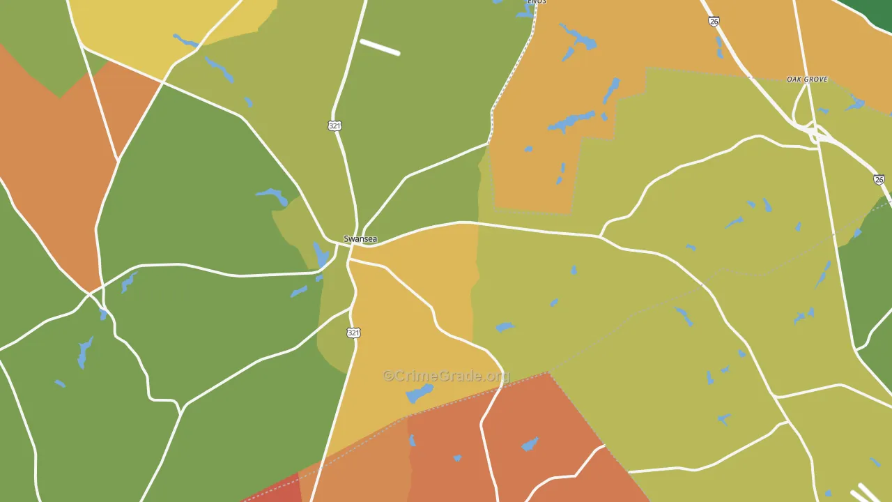 Swansea, SC Map of Assault Rates